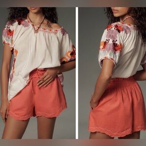 Anthropologie Coral High-Waist Shorts